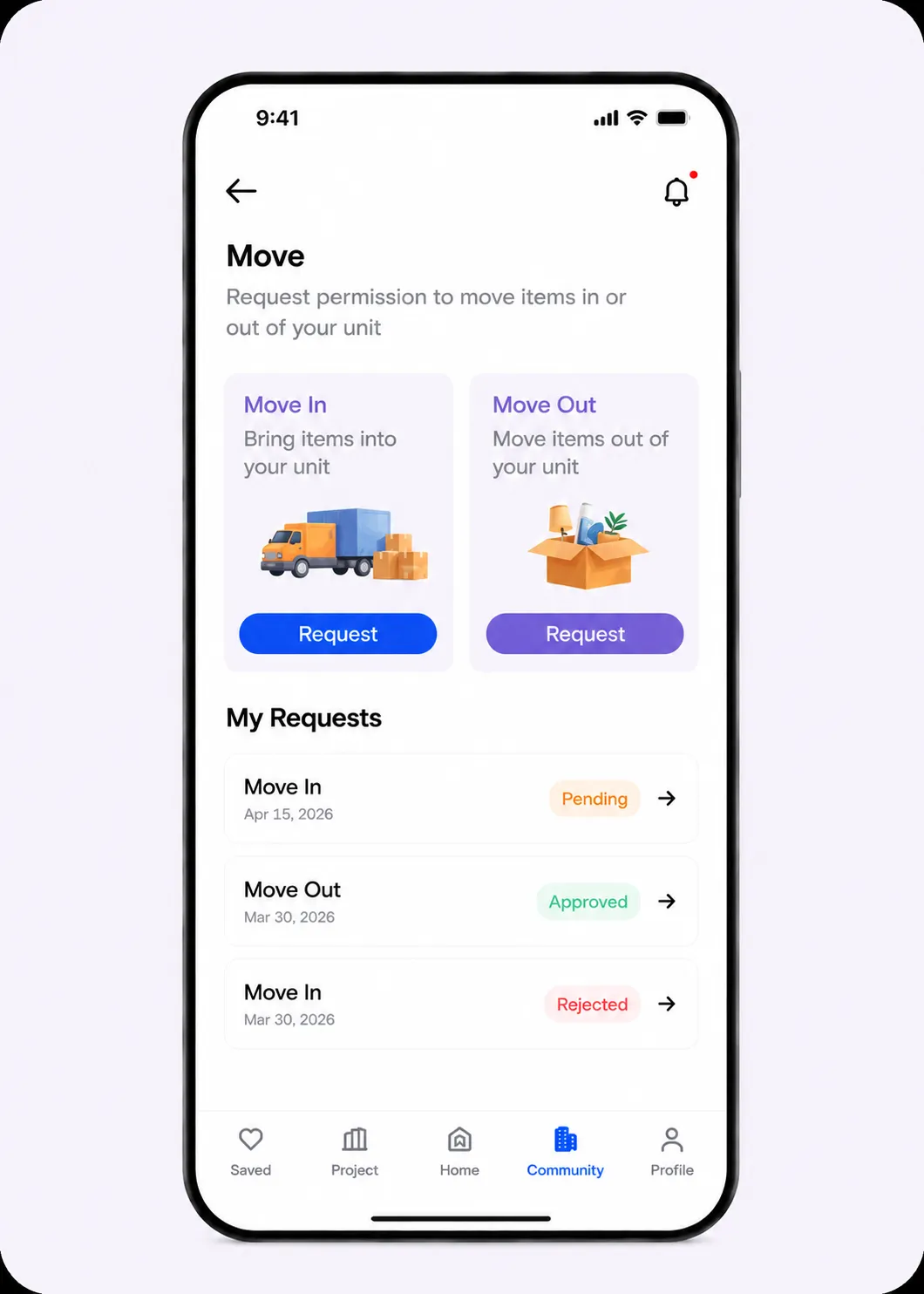 Move In & Move Out Requests